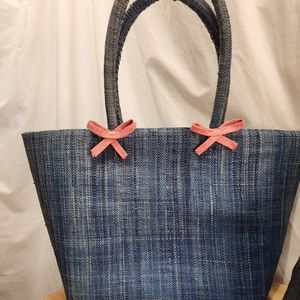 Straw satchel handbag